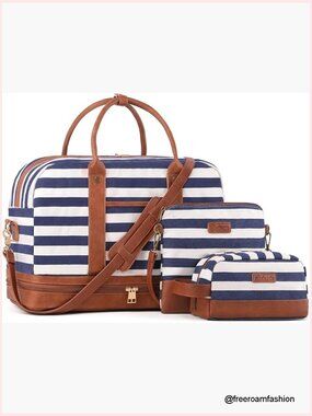 Large Canvas Weekender Bag Travel Tote with Shoe Compartment
